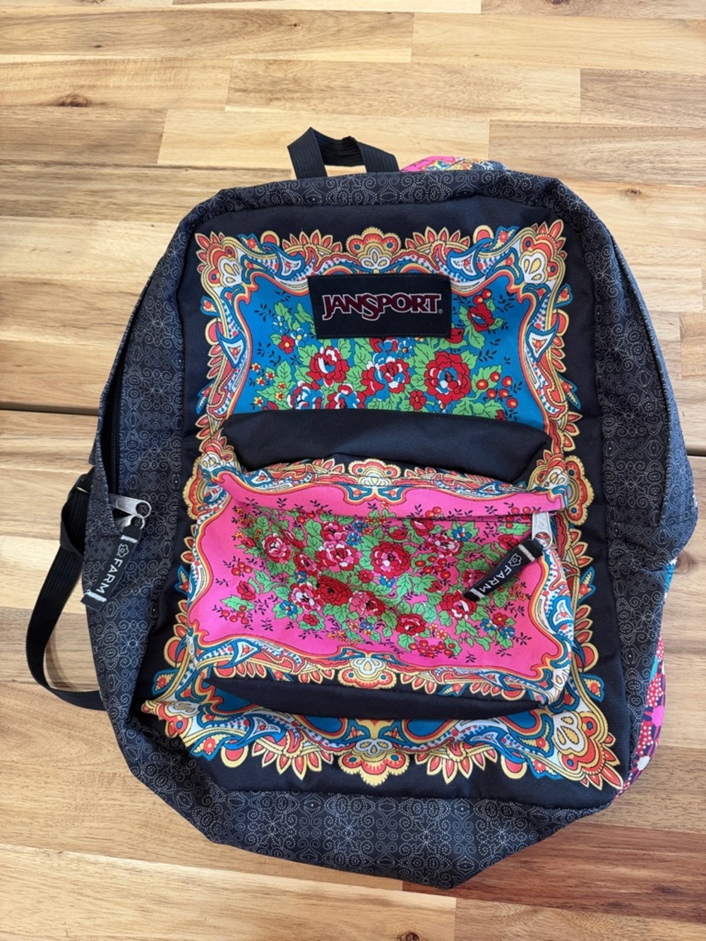 Jansport Floral Patchwork Backpack in Pink & Blue